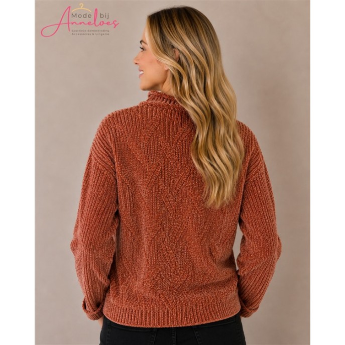 Blue Seven Pullover 248140 LM Turtle Chenille Wijnrood Blue Seven Pullover 248140 LM Turtle Chenille Wijnrood